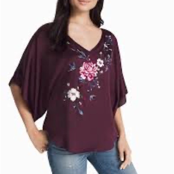 Whbm White House Black Market Top Purple Floral Kimono Blouse size small - Picture 1 of 9